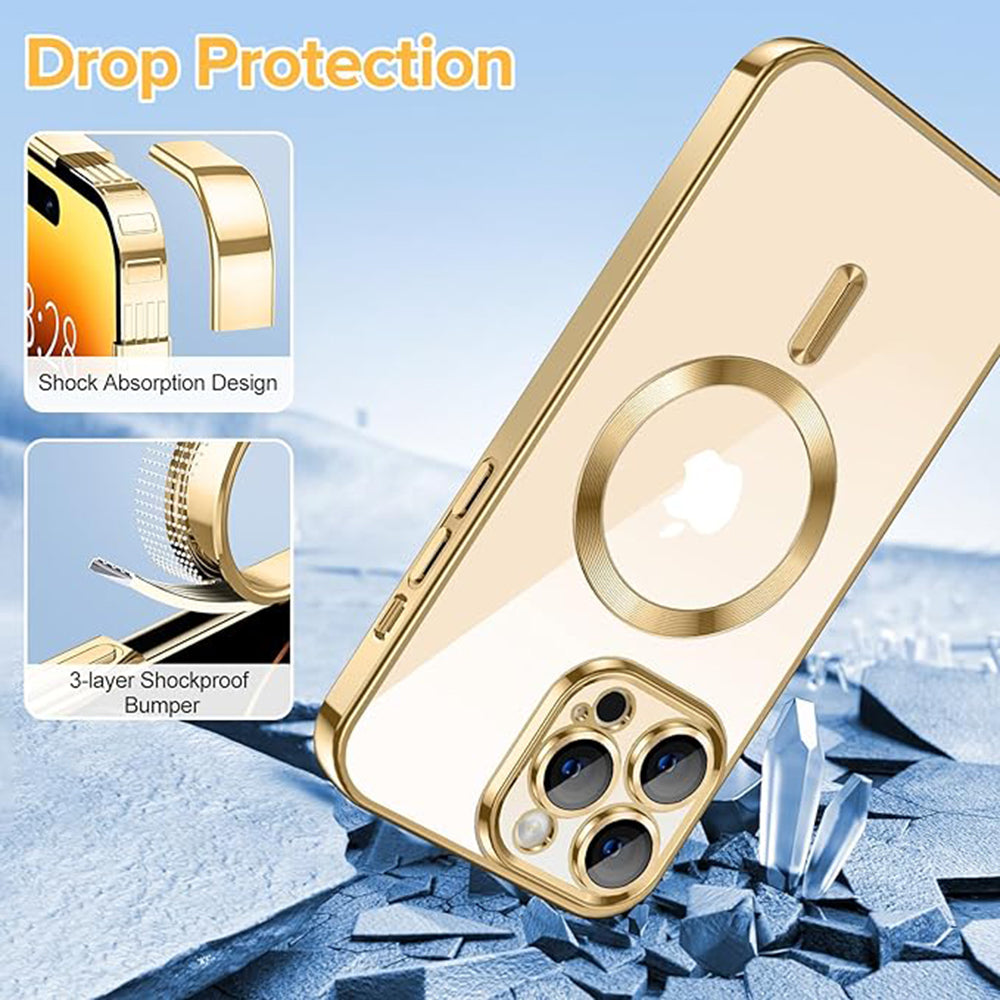 MagSafe futrola za Apple iPhone 14 Pro Max, Techsuit, Luxury Crystal, Zlatna