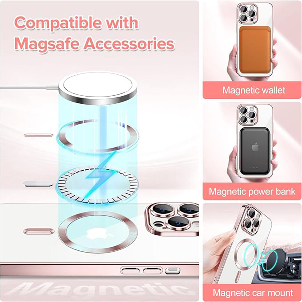 MagSafe futrola za Apple iPhone 14 Pro Max, Techsuit, Luxury Crystal, Roze