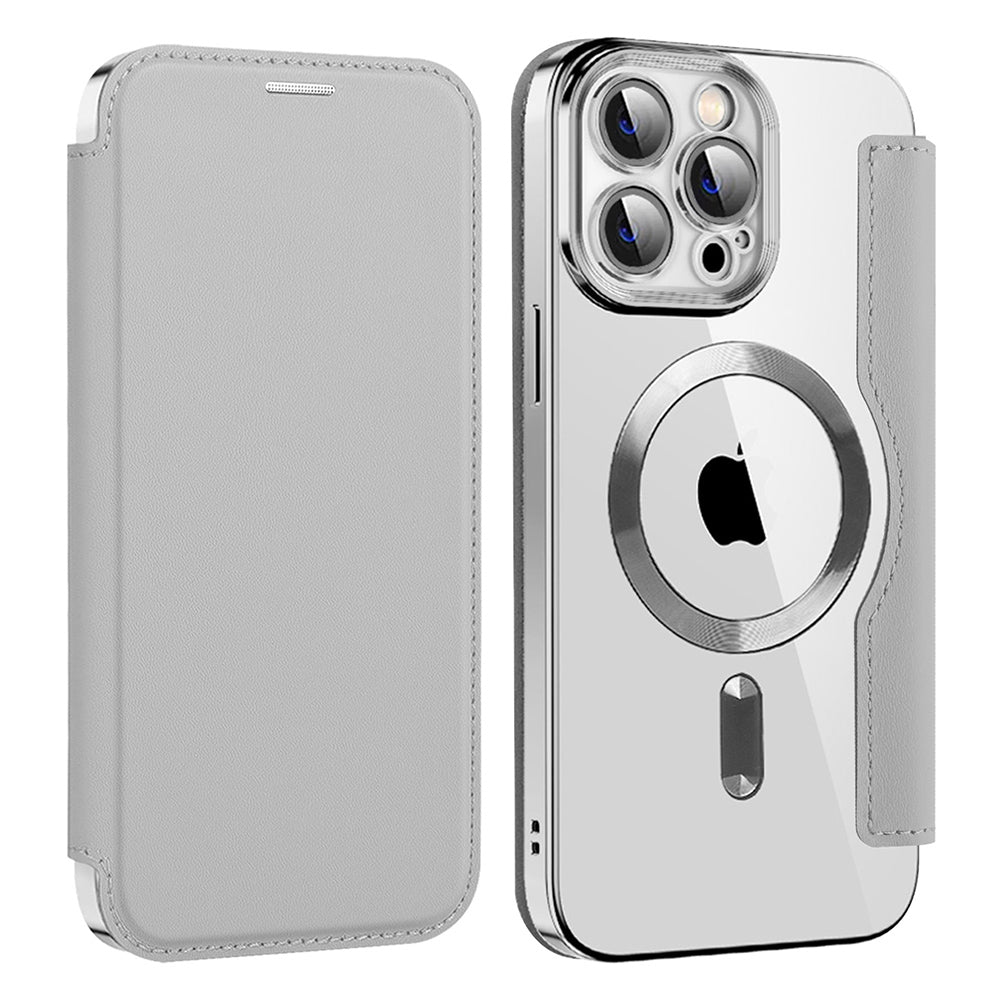 MagSafe futrola za Apple iPhone 14 Pro Max, Techsuit, SmartMag Book, Siva