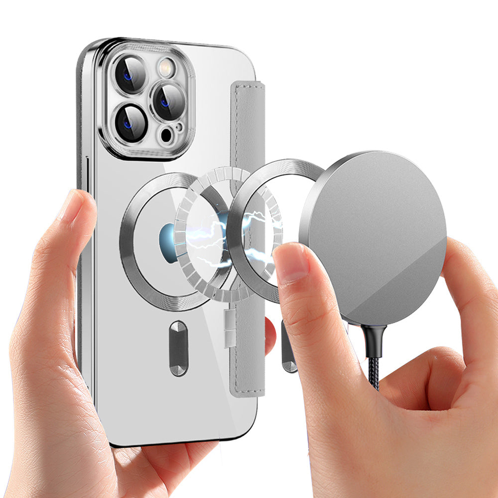 MagSafe futrola za Apple iPhone 14 Pro Max, Techsuit, SmartMag Book, Siva