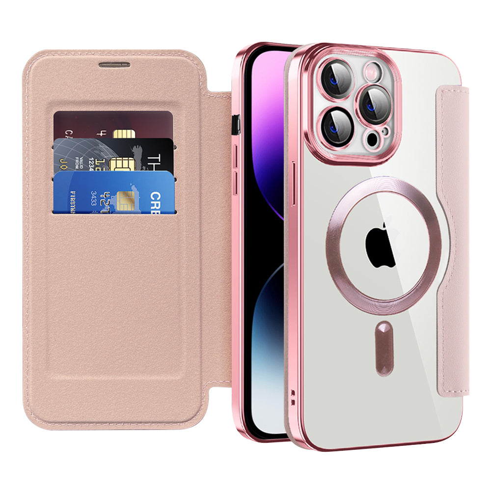 MagSafe futrola za Apple iPhone 14 Pro Max, Techsuit, SmartMag Book, Roze