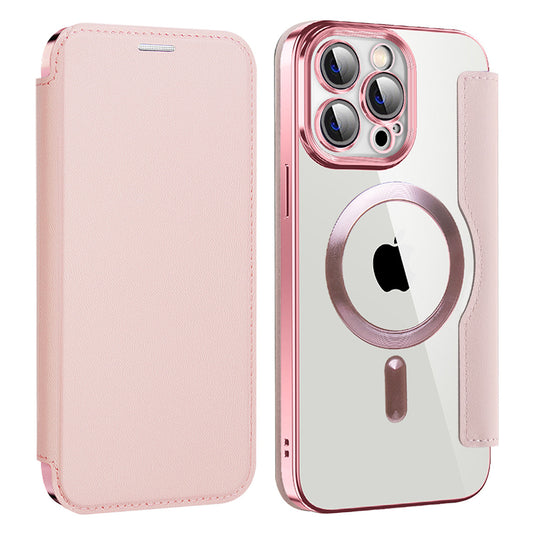 MagSafe futrola za Apple iPhone 14 Pro Max, Techsuit, SmartMag Book, Roze