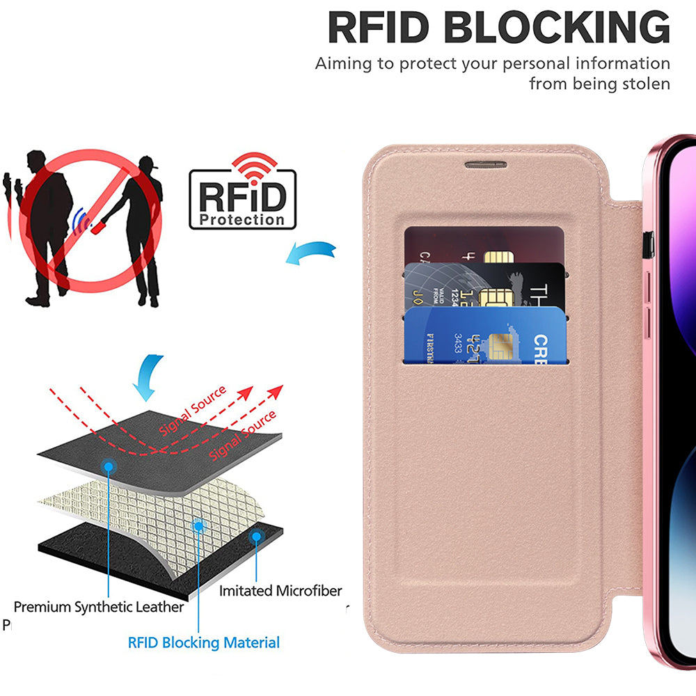 MagSafe futrola za Apple iPhone 14 Pro Max, Techsuit, SmartMag Book, Roze