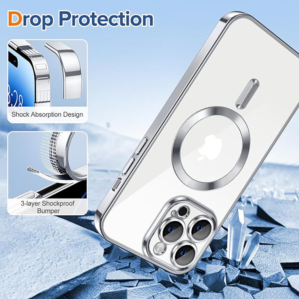 MagSafe futrola za Apple iPhone 14 Pro, Techsuit, Luxury Crystal, Srebrna