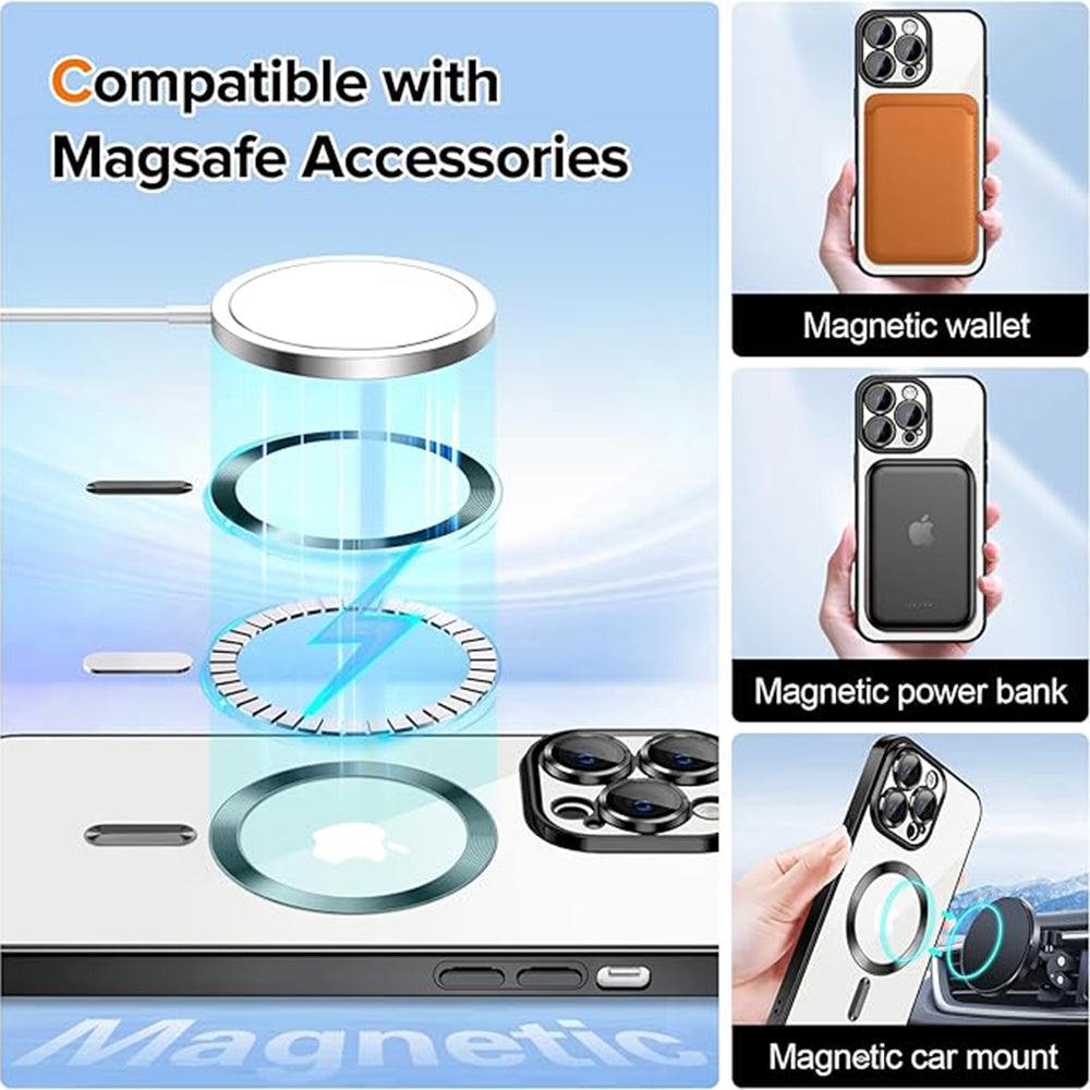 MagSafe futrola za Apple iPhone 14 Pro, Techsuit, Luxury Crystal, Crna