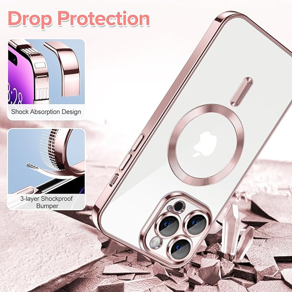 MagSafe futrola za Apple iPhone 14 Pro, Techsuit, Luxury Crystal, Roze