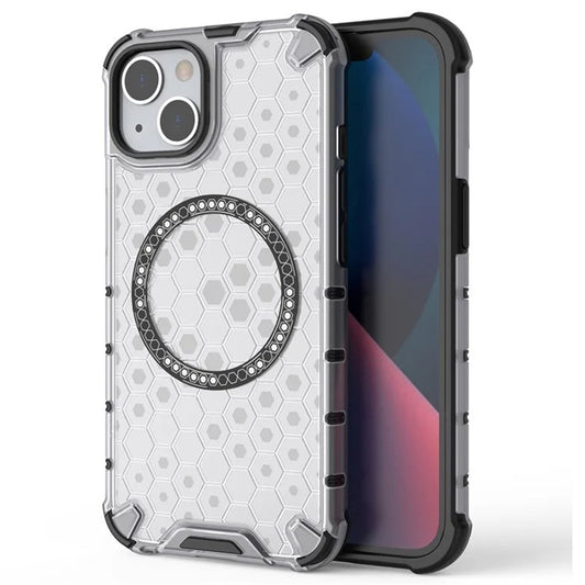 MagSafe futrola za Apple iPhone 14, Techsuit, HoneyComb Shield, Bela