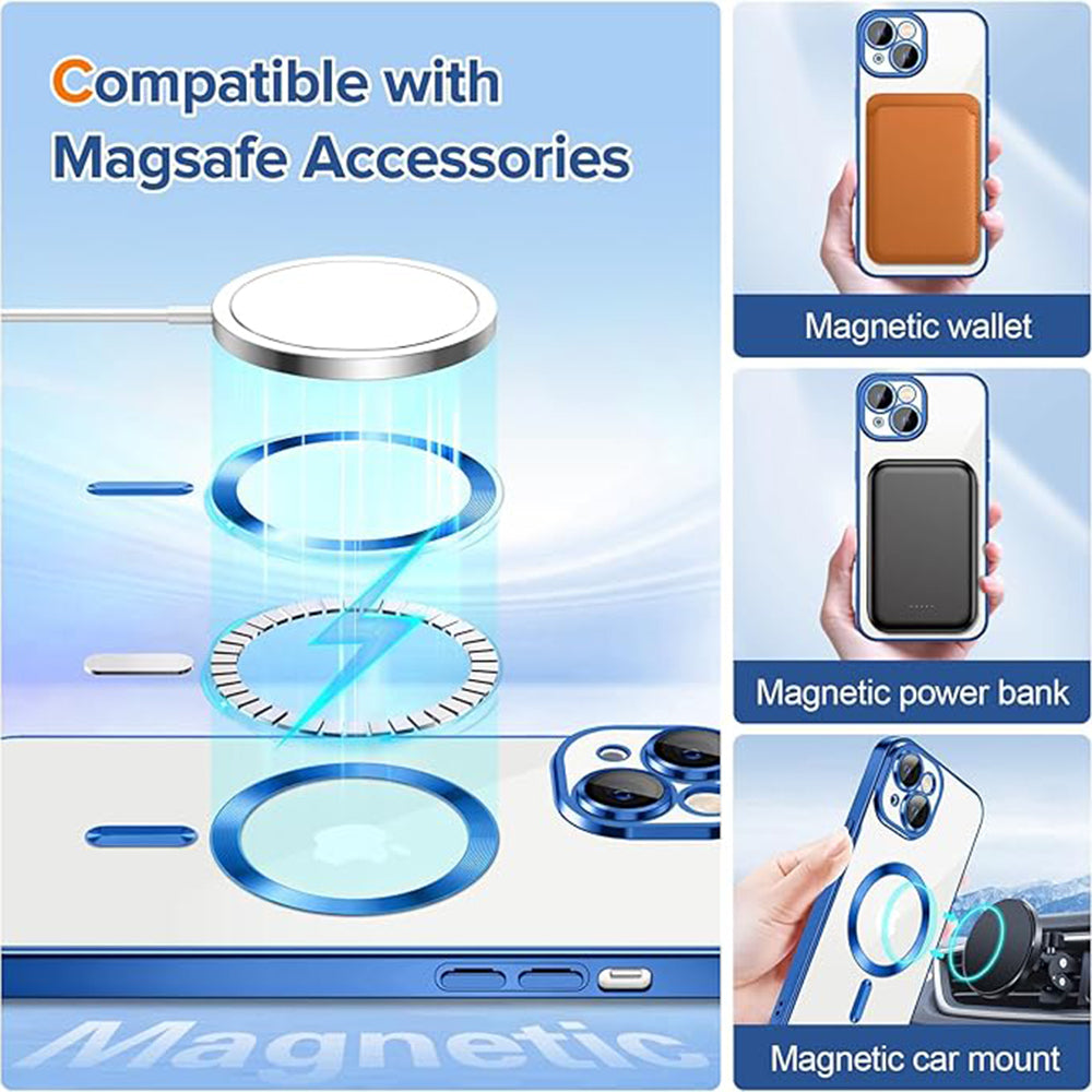 MagSafe futrola za Apple iPhone 14, Techsuit, Luxury Crystal, Tamno Plava