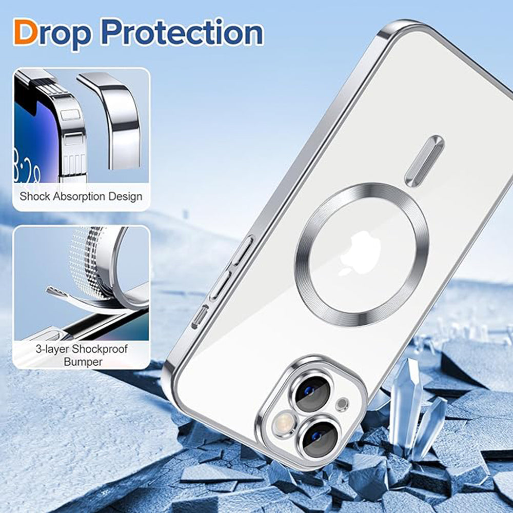 MagSafe futrola za Apple iPhone 14, Techsuit, Luxury Crystal, Srebrna