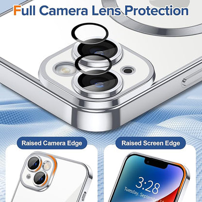 MagSafe futrola za Apple iPhone 14, Techsuit, Luxury Crystal, Srebrna