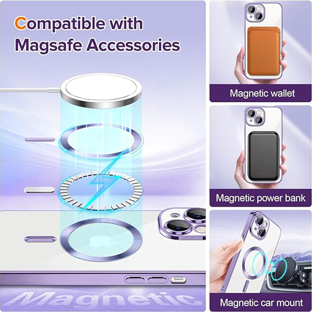 Futrola MagSafe za Apple iPhone 14, Techsuit, Luxury Crystal, Svetlo Ljubičasta
