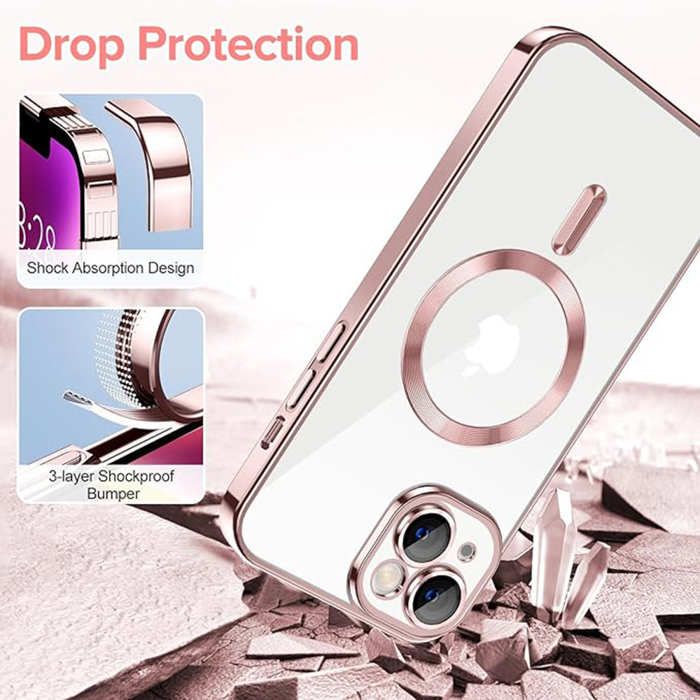 MagSafe futrola za Apple iPhone 14, Techsuit, Luxury Crystal, Roze