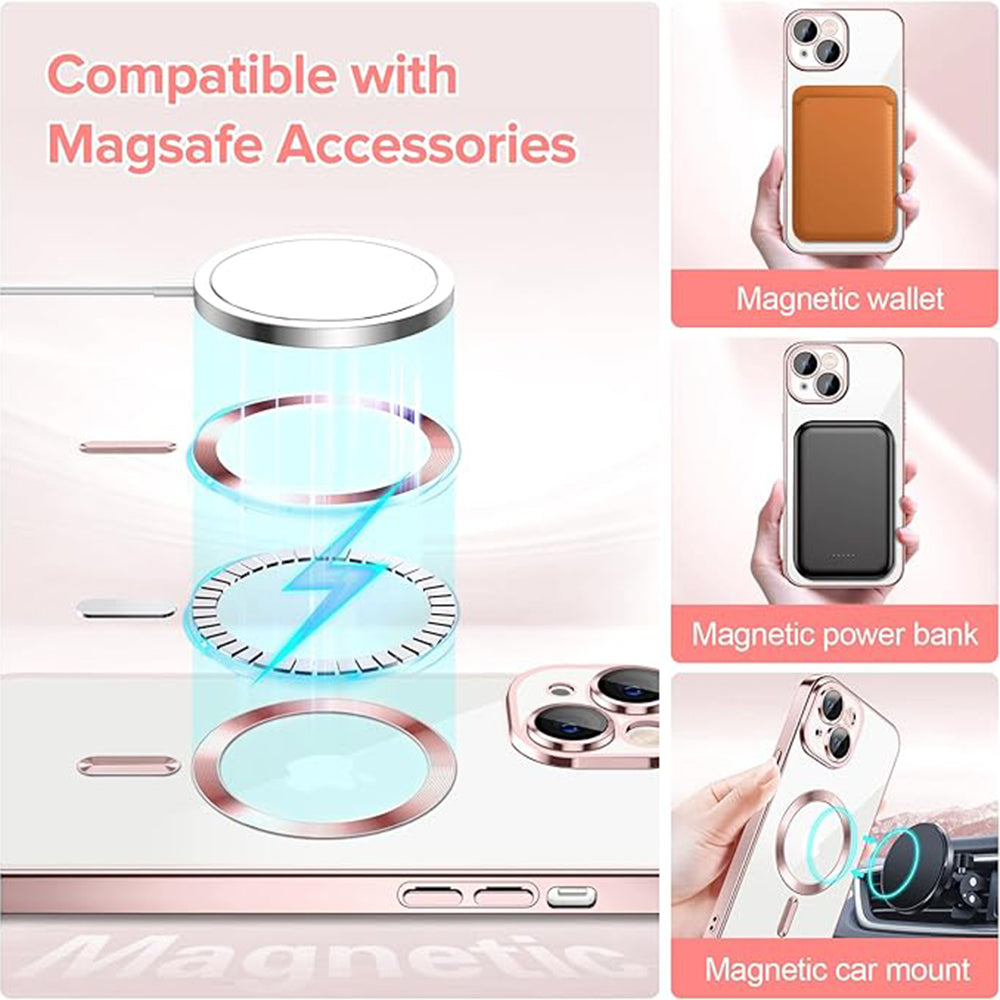 MagSafe futrola za Apple iPhone 14, Techsuit, Luxury Crystal, Roze