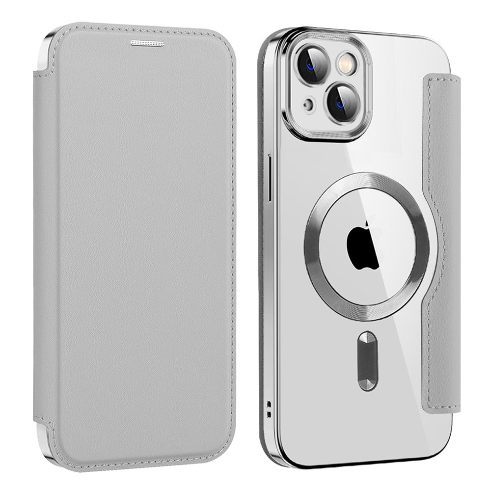 MagSafe futrola za Apple iPhone 14, Techsuit, SmartMag Book, Siva