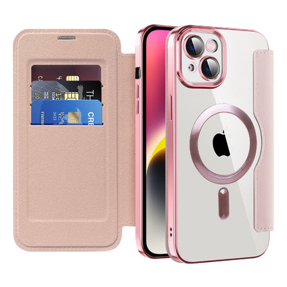 MagSafe futrola za Apple iPhone 14, Techsuit, SmartMag Book, Roze