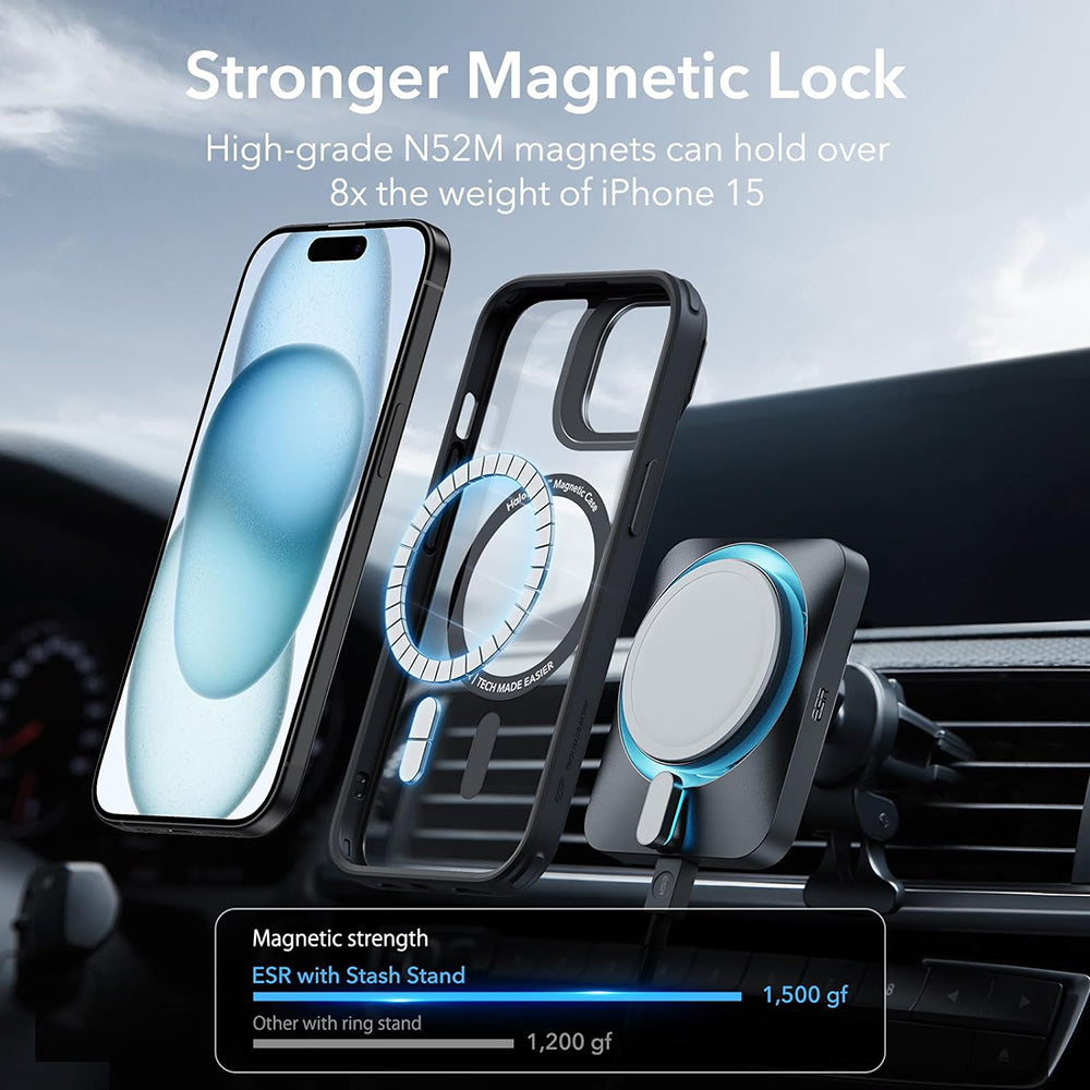 MagSafe futrola za Apple iPhone 15, ESR, Classic Hybrid Kickstand, Crna Providna