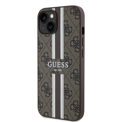 Futrola MagSafe za Apple iPhone 15, Guess, 4G Printed Stripes, Braon