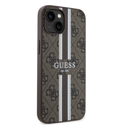 Futrola MagSafe za Apple iPhone 15, Guess, 4G Printed Stripes, Braon