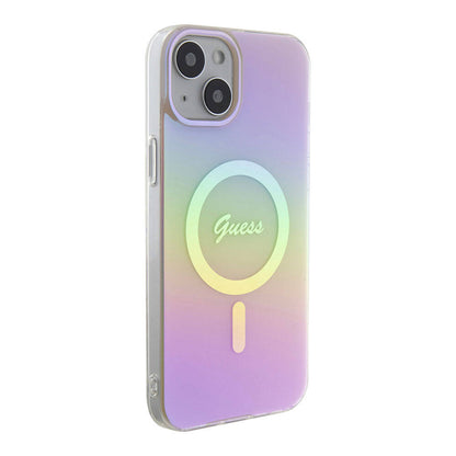 Futrola MagSafe za Apple iPhone 15, Guess, IML Iridescent Script, Roze GUHMP15SHITSP