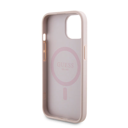 Futrola MagSafe za Apple iPhone 15, Guess, Powerbank 4G Metal Logo, Roze
