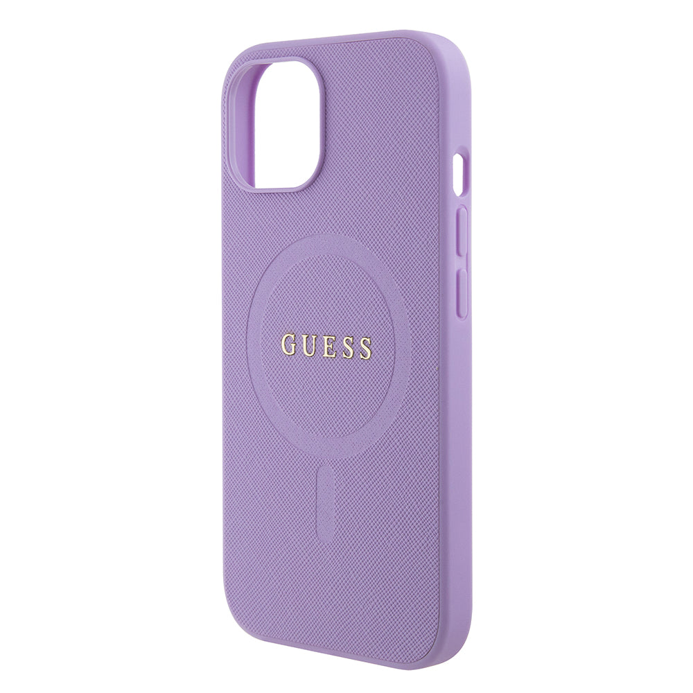 Futrola MagSafe za Apple iPhone 15, Guess, Saffiano, Ljubičasta
