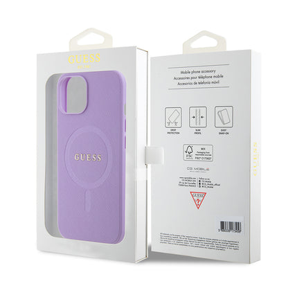 Futrola MagSafe za Apple iPhone 15, Guess, Saffiano, Ljubičasta