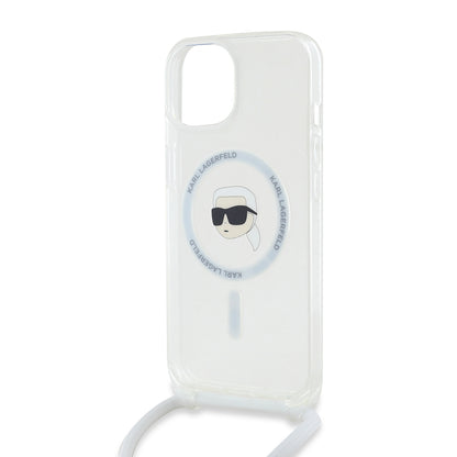 Futrola MagSafe za Apple iPhone 15, Karl Lagerfeld, IML Crossbody Karl's Head, Transparentna