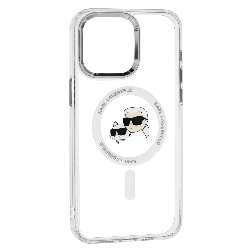 Futrola MagSafe za Apple iPhone 15, Karl Lagerfeld, IML Metal Karl & Choupette's Heads, Transparentna