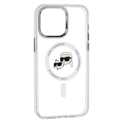 Futrola MagSafe za Apple iPhone 15, Karl Lagerfeld, IML Metal Karl & Choupette's Heads, Transparentna