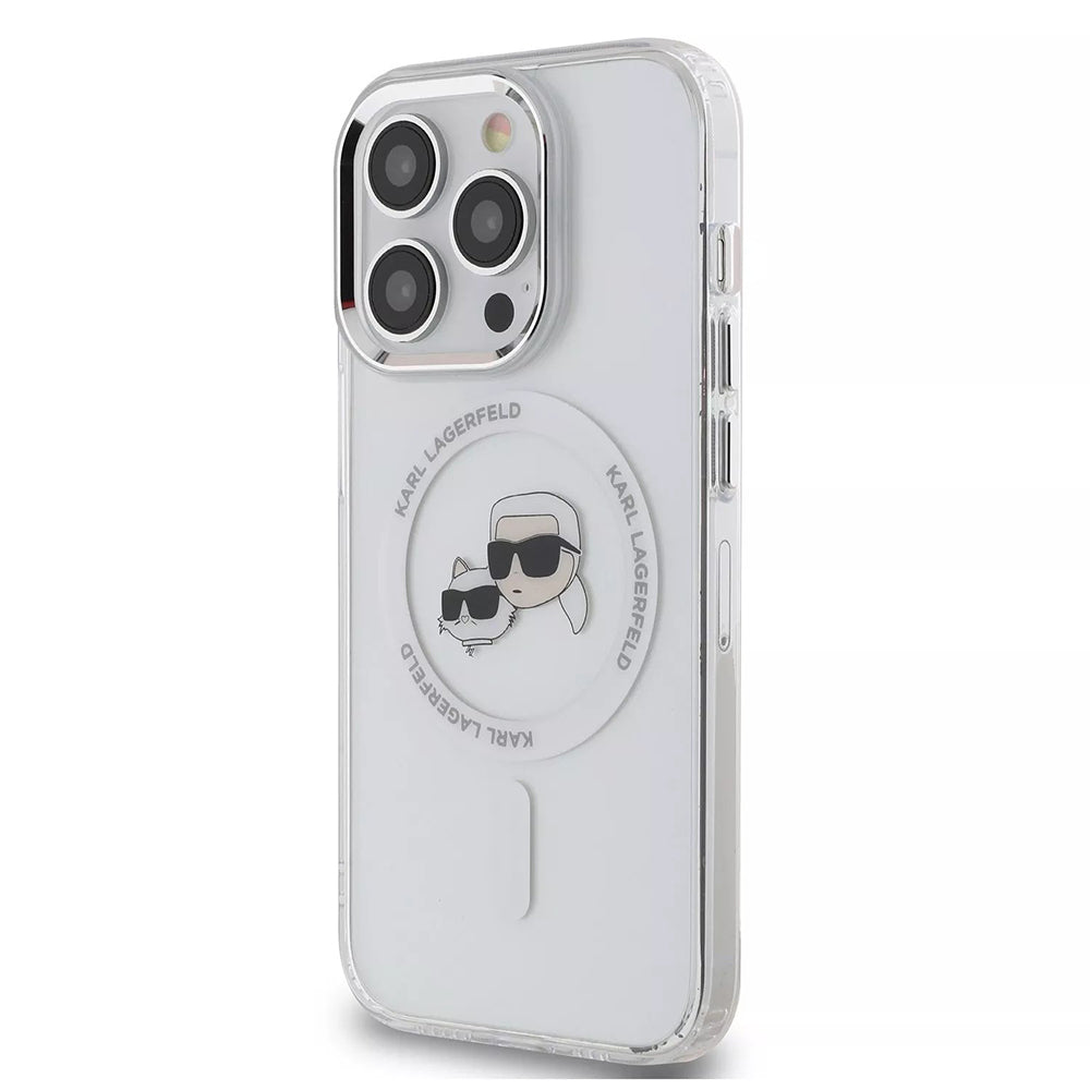 Futrola MagSafe za Apple iPhone 15, Karl Lagerfeld, IML Metal Karl & Choupette's Heads, Transparentna