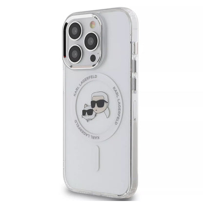 Futrola MagSafe za Apple iPhone 15, Karl Lagerfeld, IML Metal Karl & Choupette's Heads, Transparentna