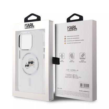 Futrola MagSafe za Apple iPhone 15, Karl Lagerfeld, IML Metal Karl & Choupette's Heads, Transparentna