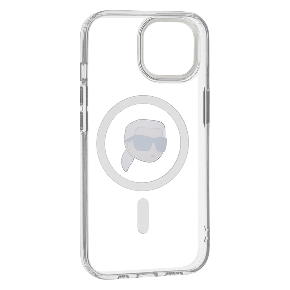 Futrola MagSafe za Apple iPhone 15, Karl Lagerfeld, IML Metal Karl's Head, Bela