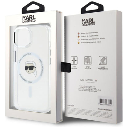 Futrola MagSafe za Apple iPhone 15, Karl Lagerfeld, IML Metal Karl's Head, Bela
