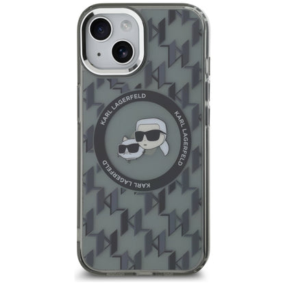 Futrola MagSafe za Apple iPhone 15, Karl Lagerfeld, IML Monogram Karl & Choupette's Heads, Crna