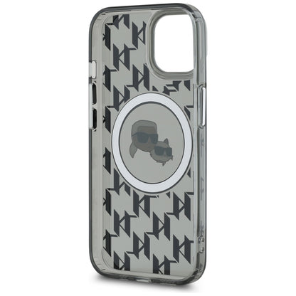 Futrola MagSafe za Apple iPhone 15, Karl Lagerfeld, IML Monogram Karl & Choupette's Heads, Crna