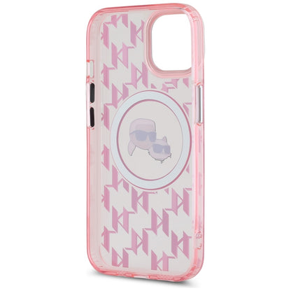 Futrola MagSafe za Apple iPhone 15, Karl Lagerfeld, IML Monogram Karl & Choupette's Heads, Roze