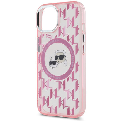 Futrola MagSafe za Apple iPhone 15, Karl Lagerfeld, IML Monogram Karl & Choupette's Heads, Roze