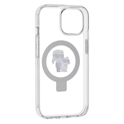 Futrola MagSafe za Apple iPhone 15, Karl Lagerfeld, Ring Stand Karl & Choupette, Bela