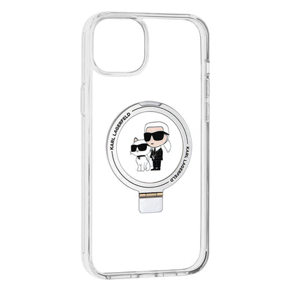 Futrola MagSafe za Apple iPhone 15 Plus, Karl Lagerfeld, Ringstand Karl and Choupette, Bela