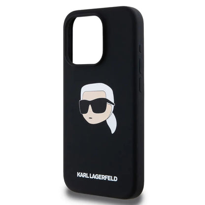 Futrola MagSafe za Apple iPhone 15, Karl Lagerfeld, Silikonska Karl's Head, Crna