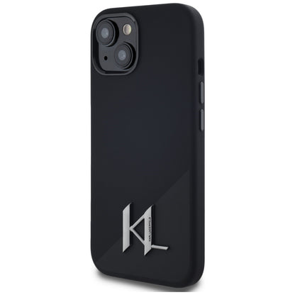 Futrola MagSafe za Apple iPhone 15, Karl Lagerfeld, Silicone Shadow Metal Initial, Crna