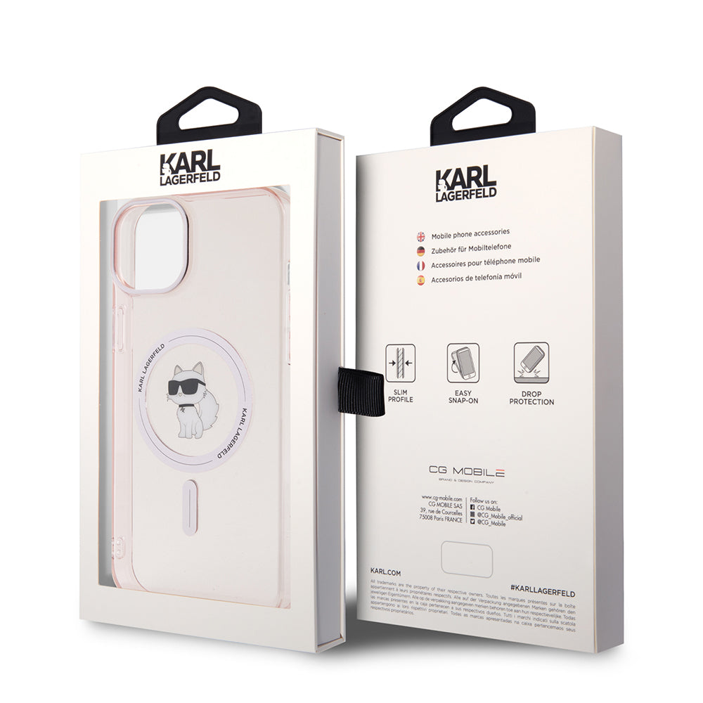 Futrola MagSafe za Apple iPhone 15 Plus / 14 Plus, Karl Lagerfeld, IML Choupette, Roze