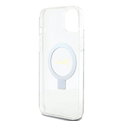 Futrola MagSafe za Apple iPhone 15 Plus, Guess, Ring Stand Script Glitter, Providna