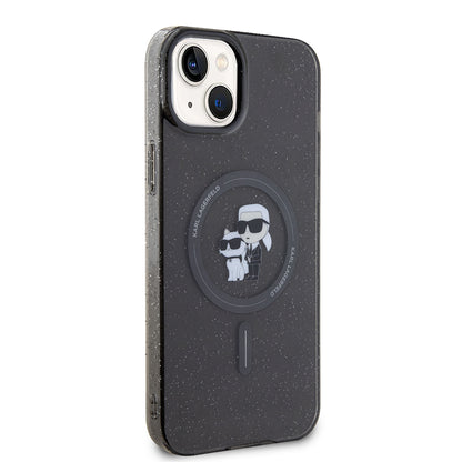 Futrola MagSafe za Apple iPhone 15 Plus, Karl Lagerfeld, Glitter, Crna