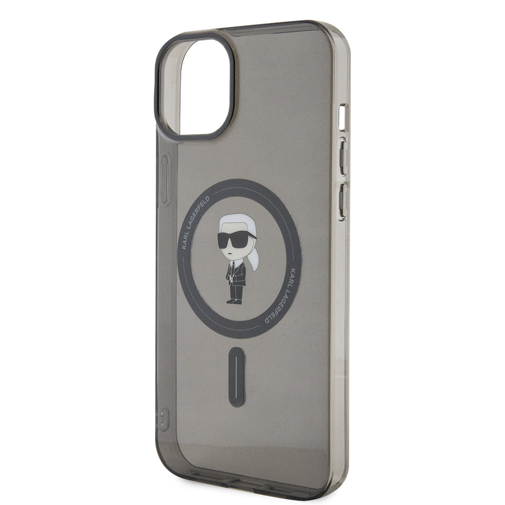 Futrola MagSafe za Apple iPhone 15 Plus, Karl Lagerfeld, IML Ikonik Karl, Crna
