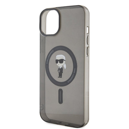 Futrola MagSafe za Apple iPhone 15 Plus, Karl Lagerfeld, IML Ikonik Karl, Crna