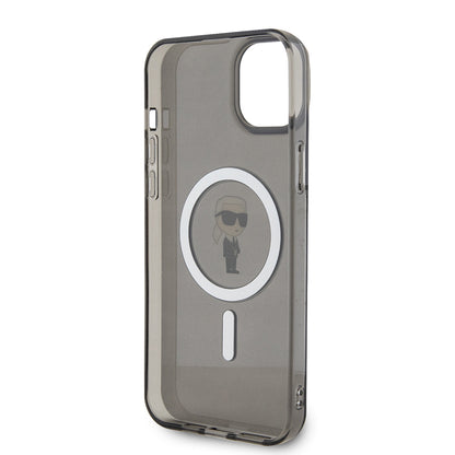 Futrola MagSafe za Apple iPhone 15 Plus, Karl Lagerfeld, IML Ikonik Karl, Crna