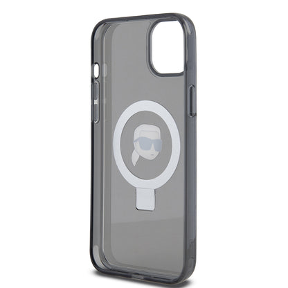 Futrola MagSafe za Apple iPhone 15 Plus, Karl Lagerfeld, Ring Stand Karl's Head, Crna
