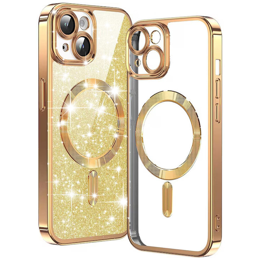 MagSafe futrola za Apple iPhone 15 Plus, Techsuit, Luxury Glitter, Zlatna